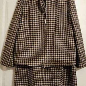 Rena Rowan Vantage Houndstooth Wool Skirt Suit